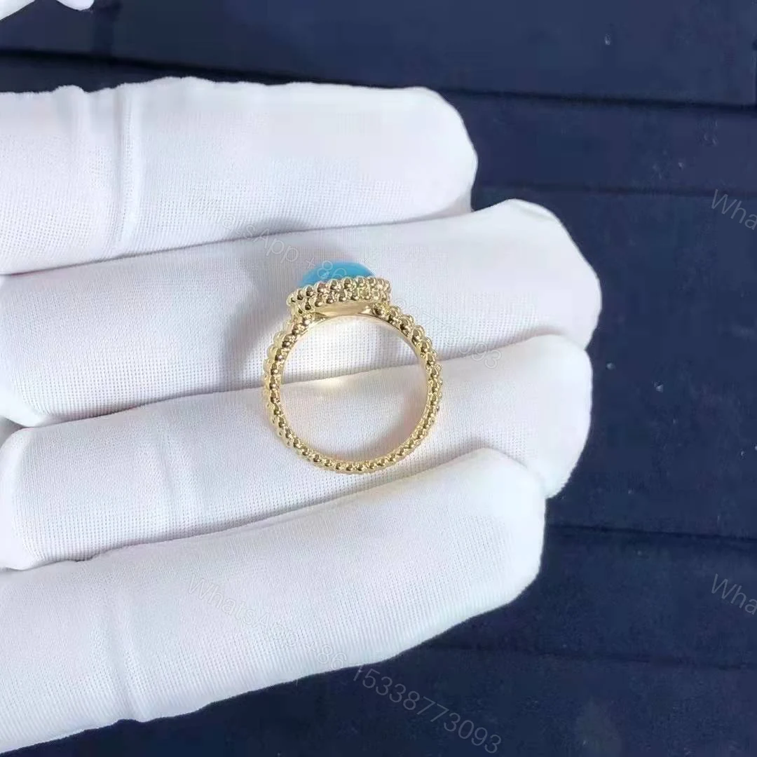 View 5 of Van cleef & arpels Perlée couleurs ring Yellow gold, turquoise