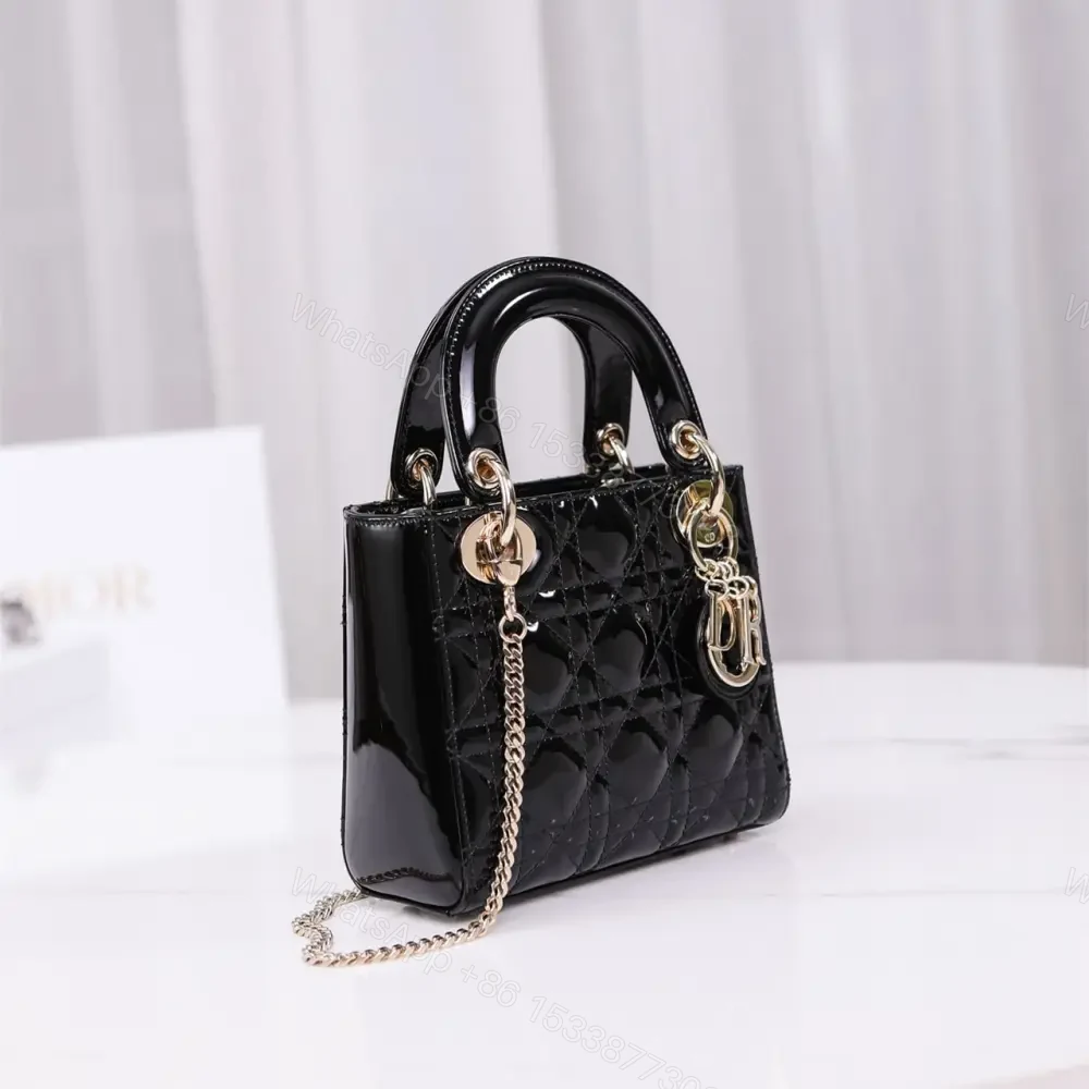 View 3 of 高仿Dior*Lady戴妃包漆面小牛皮淡金扣Mini免檢版