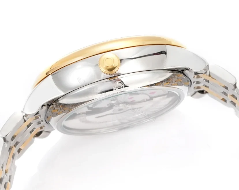 View 5 of Omega De Ville Prestige Co-Axial Master Chronometer Pointer Date 42 Stainless Steel Yellow Gold Green Sunburst Bracelet 434.20.42.22.10.001