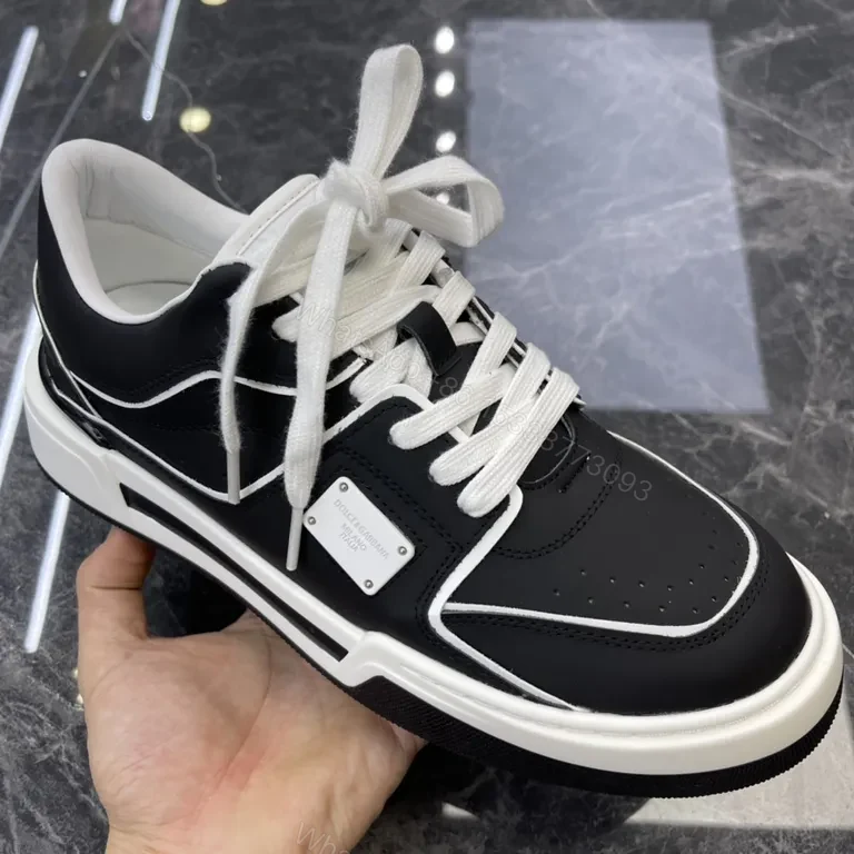 View 3 of Monochrome High-Tops: Italian Leather, Luxe Contrast Sneakers