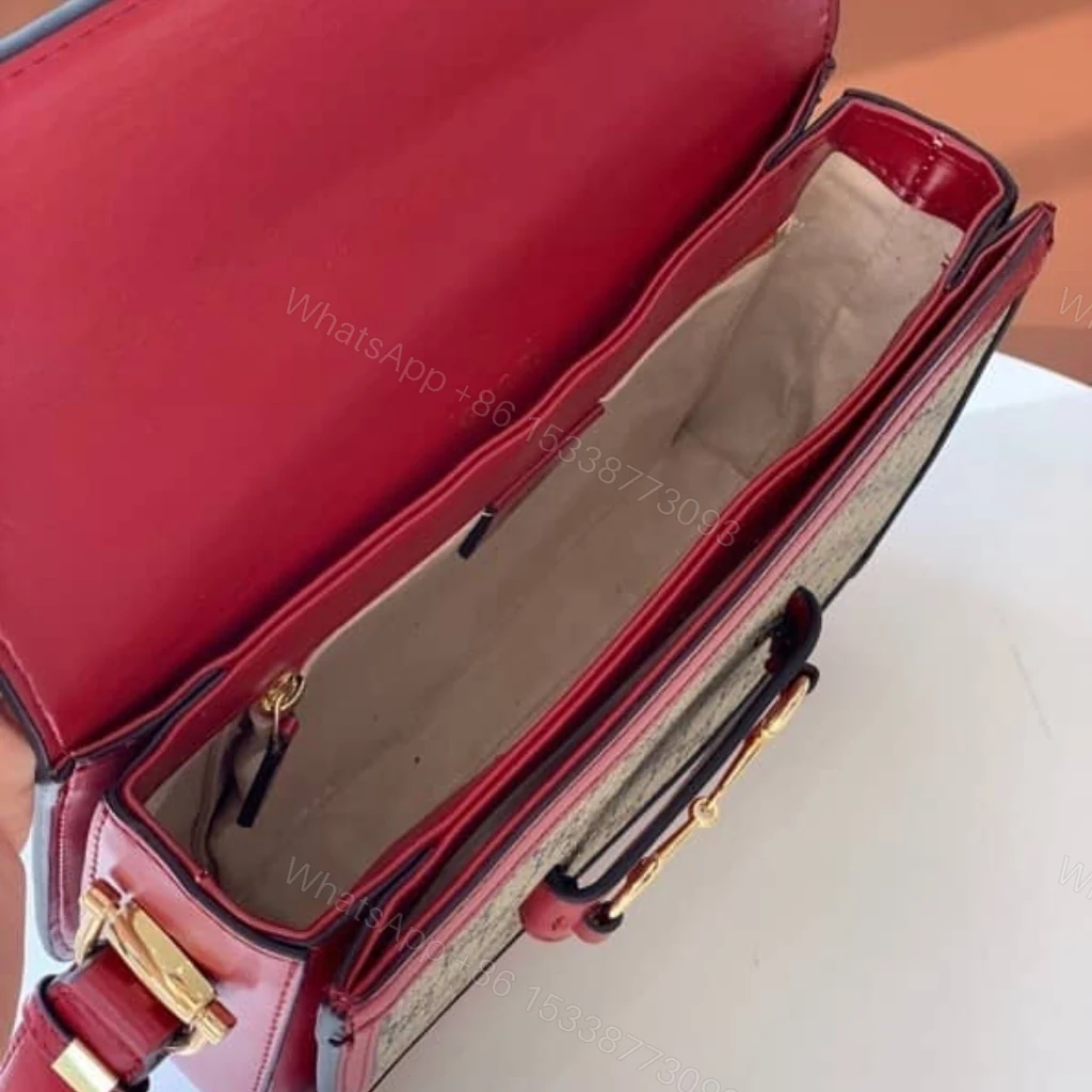 View 9 of Gucci Horsebit 1955 Soft Small Shoulder Bag Beige Red 25cm