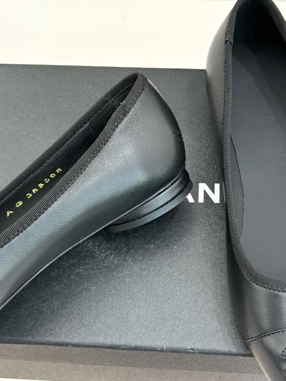 View 8 of Black Leather Pointed-Toe Flats, Minimal Luxury Comfort