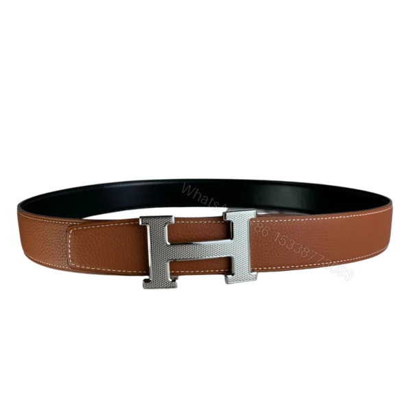 View 6 of HERMES BELT TOGO SWIFT SILOUIS VUITTONER BUCKLE BROWN 38MM