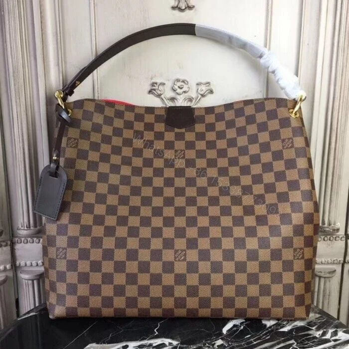 View 2 of Louis Vuitton Damier Azur Graceful MM Red 41Cm N44045