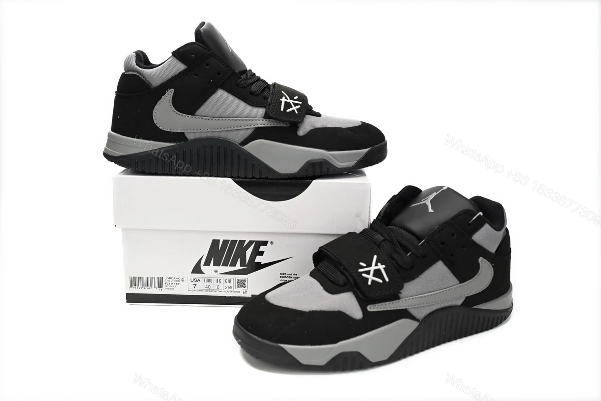View 2 of Travis Scott x Jordan Cut The Check Nice Kicks Black Charcoal FZ8117-481