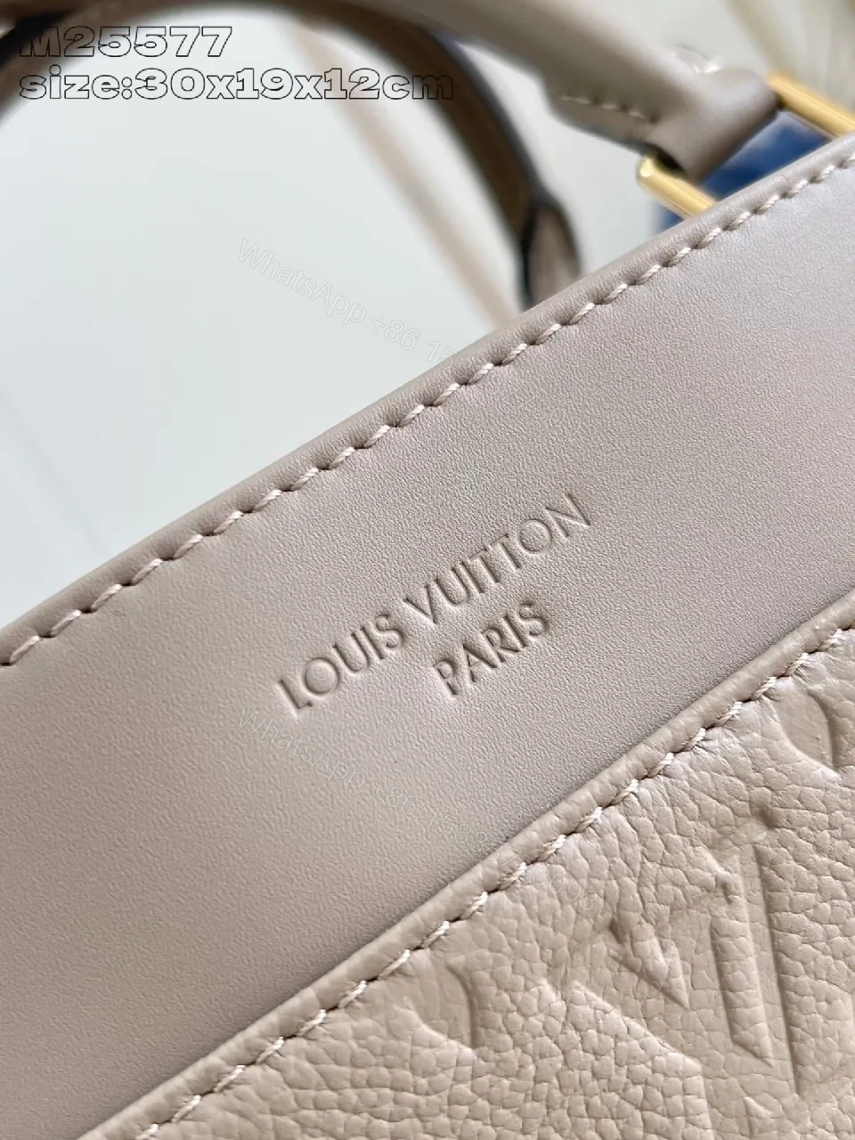 View 4 of Taupe Monogram Satchel: Structured, Comfortable, Luxe Tote