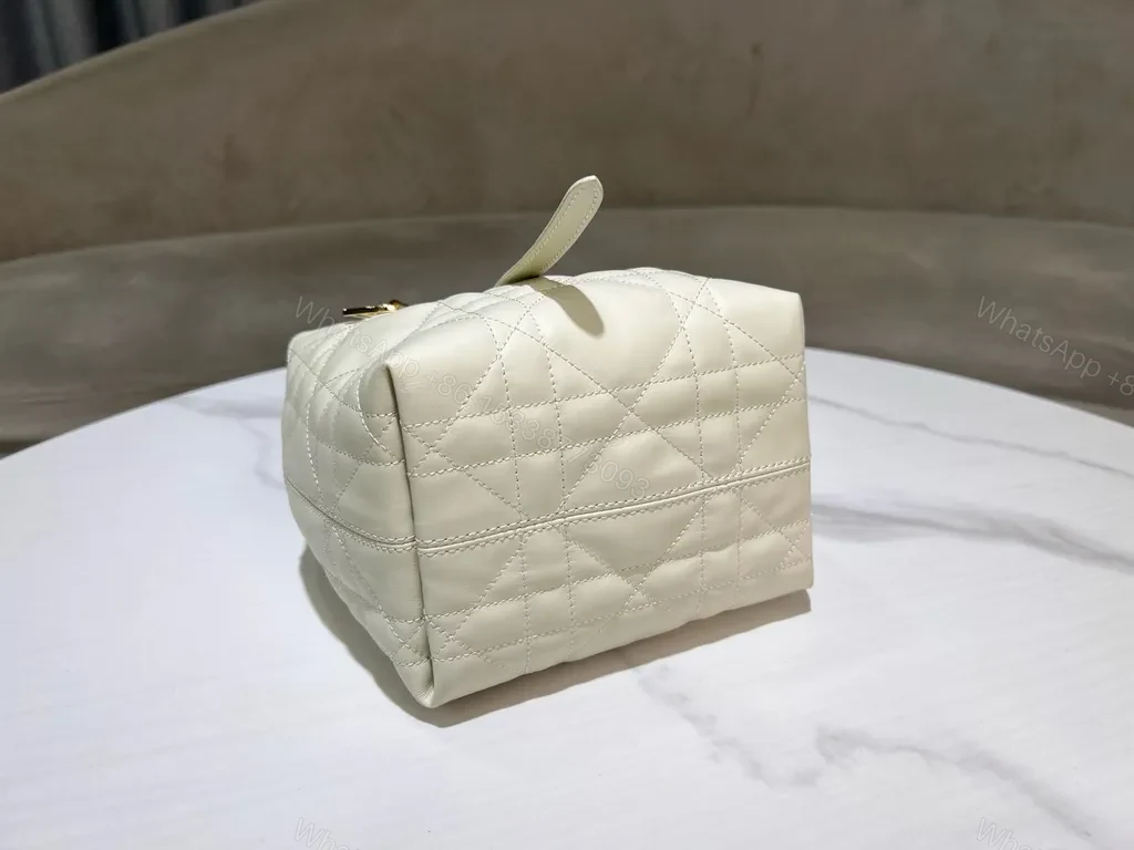 View 3 of Chic Quilted Mini Tote with Gold Dior Hardware