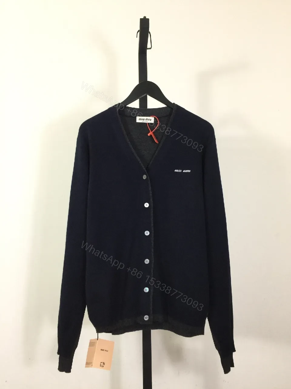 Textured Navy Knit Cardigan — Signature Detailing, Luxe Comfort — view 1