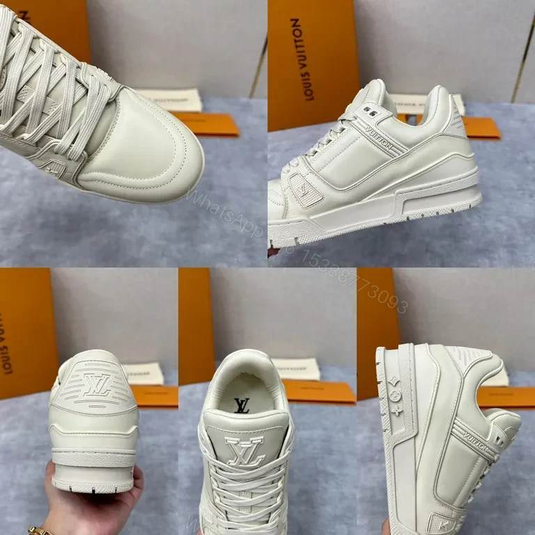 View 5 of Ivory Louis Vuitton-Style High-Top Sneakers: Luxe Everyday Comfort