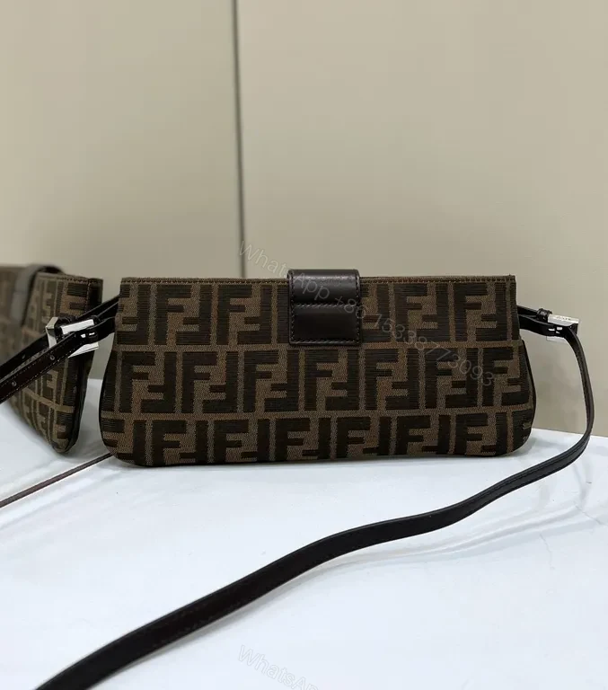 Brown Monogram Denim Clutch: Luxe Leather-Trim, Crossbody + Envelope Carry — view 1