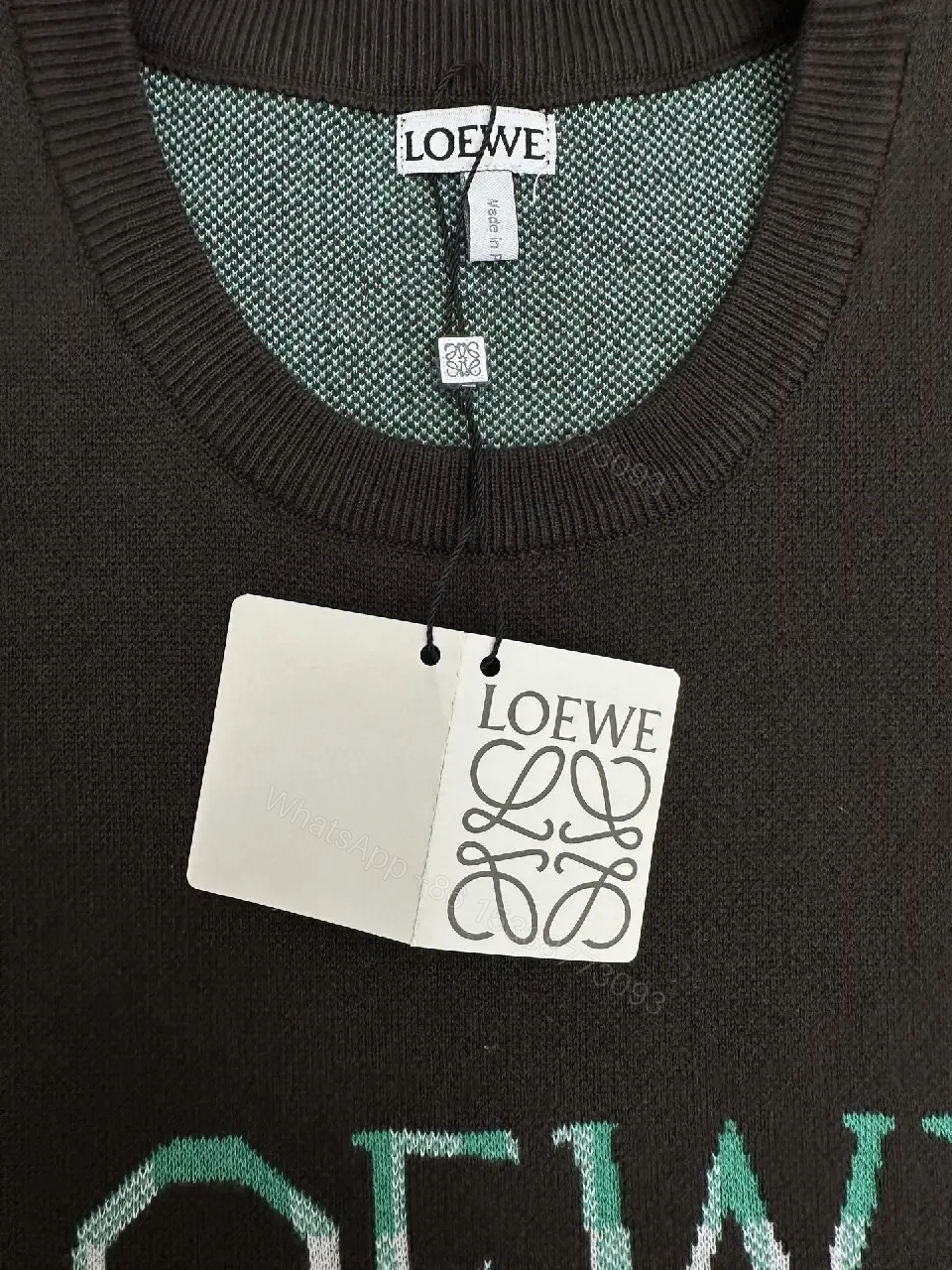 View 8 of Green Plaid-Trim LOEWE-Influenced Hoodie Tee