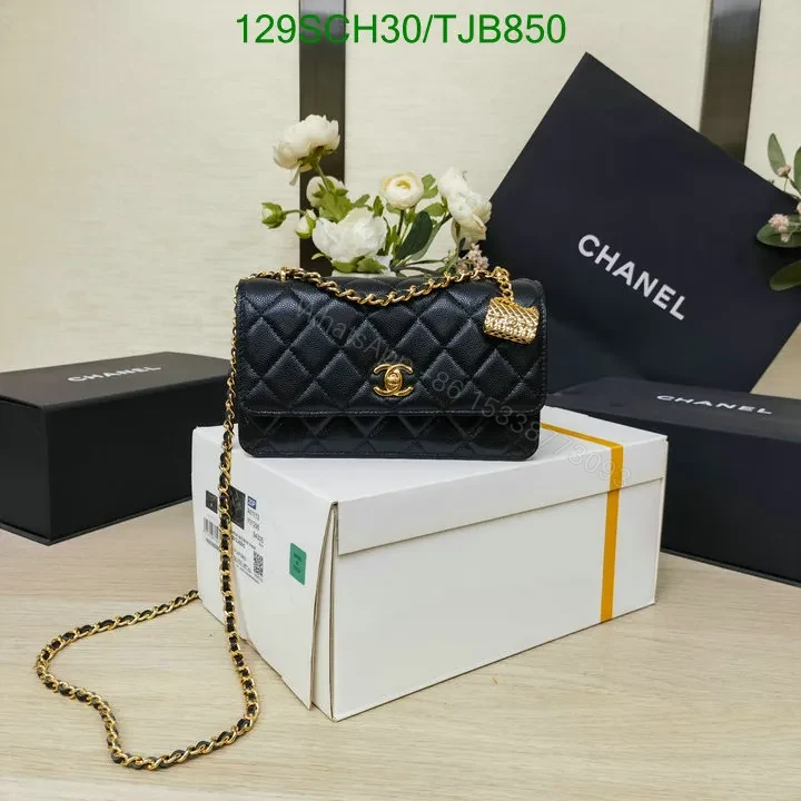 View 2 of Chanel Wallet On Chain in Black Caviar Leather with Gold Accents SS23WT