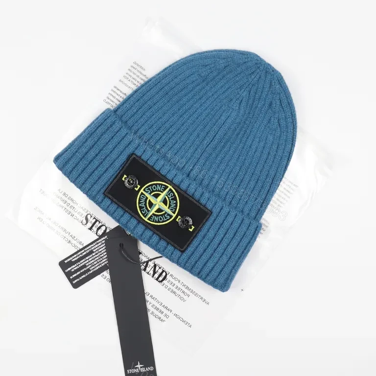 View 3 of Soft Ribbed Beanie with Stone Island Patch â€“ Everyday Warmth