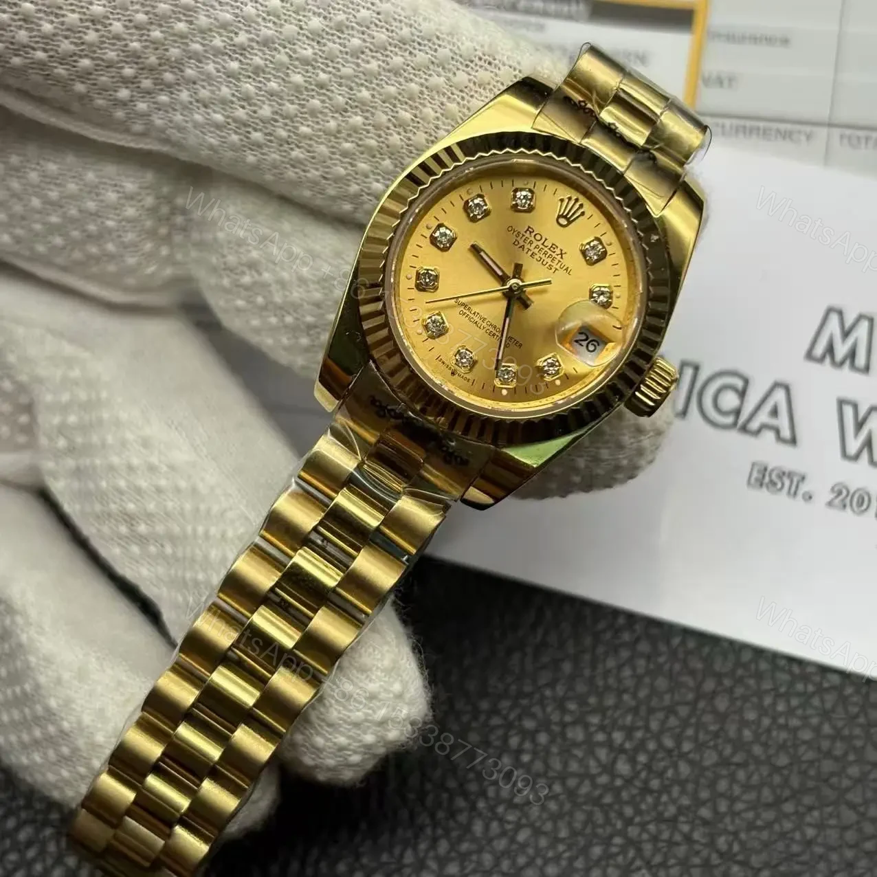 View 3 of Replica Rolex Datejust Gold Ladies 179178