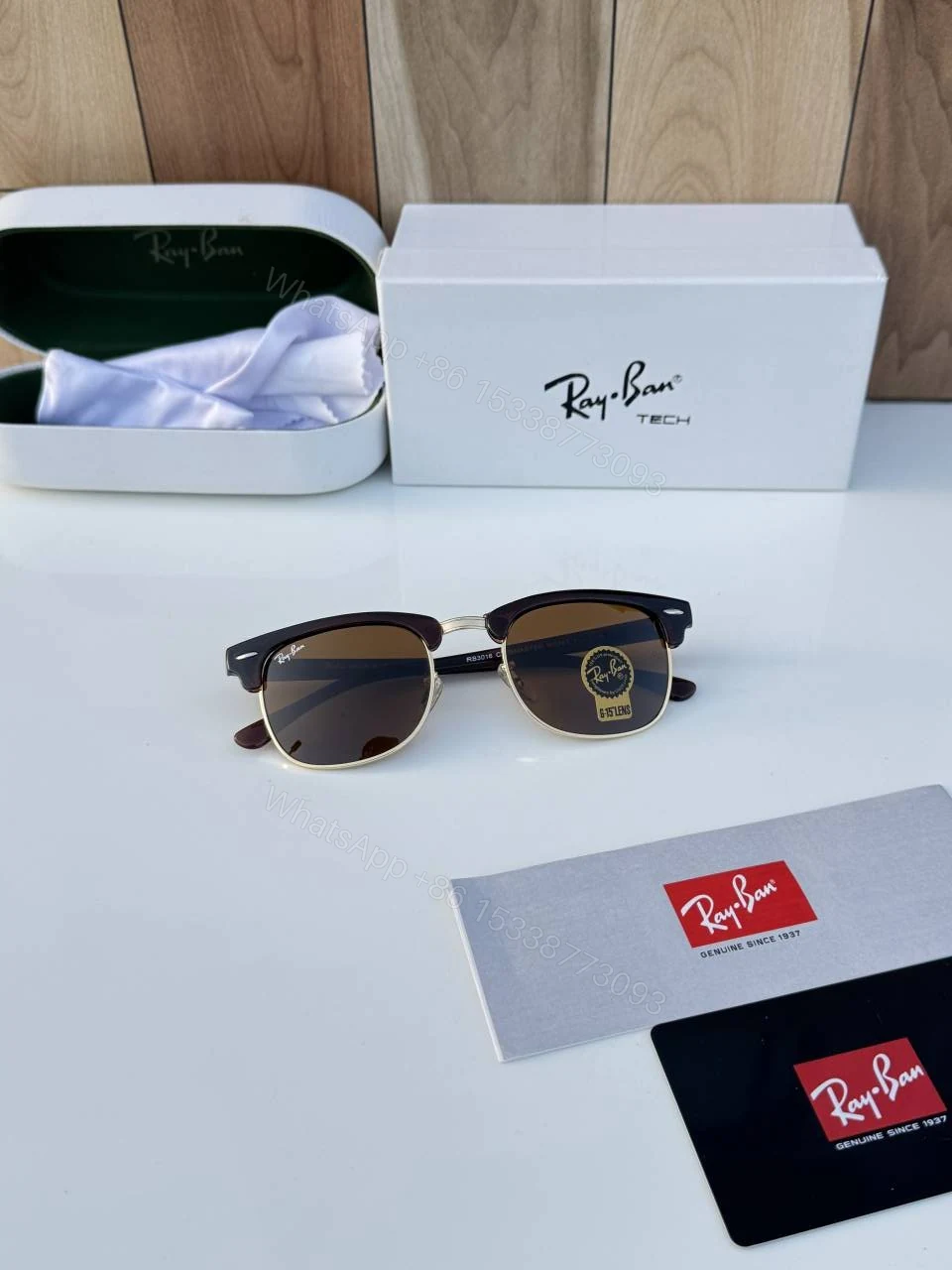 View 3 of First Copy RayBan 3016 Brown Gold Premium Sunglasses Luxury Fashion Eyewear
