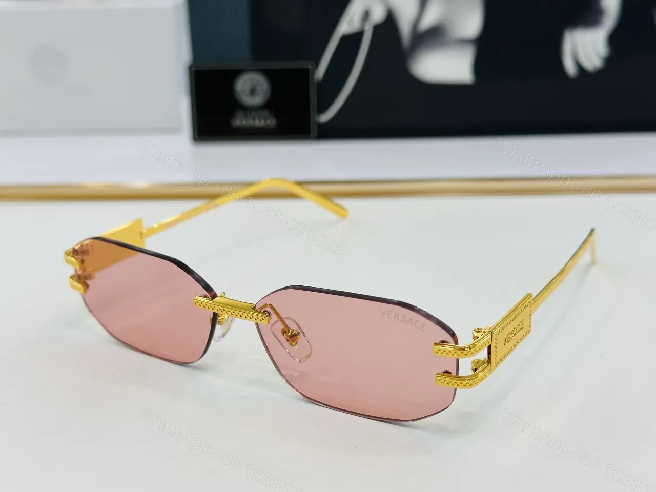 View 3 of Rimless Sunglasses: Black Matte, Luxury Minimalist Design