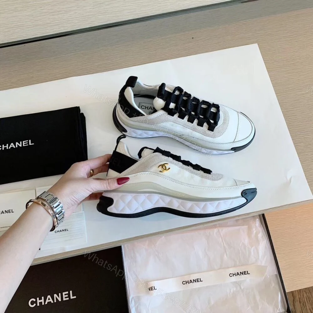 View 3 of Chanel Velvet Sneakers Ivory And Black G35617