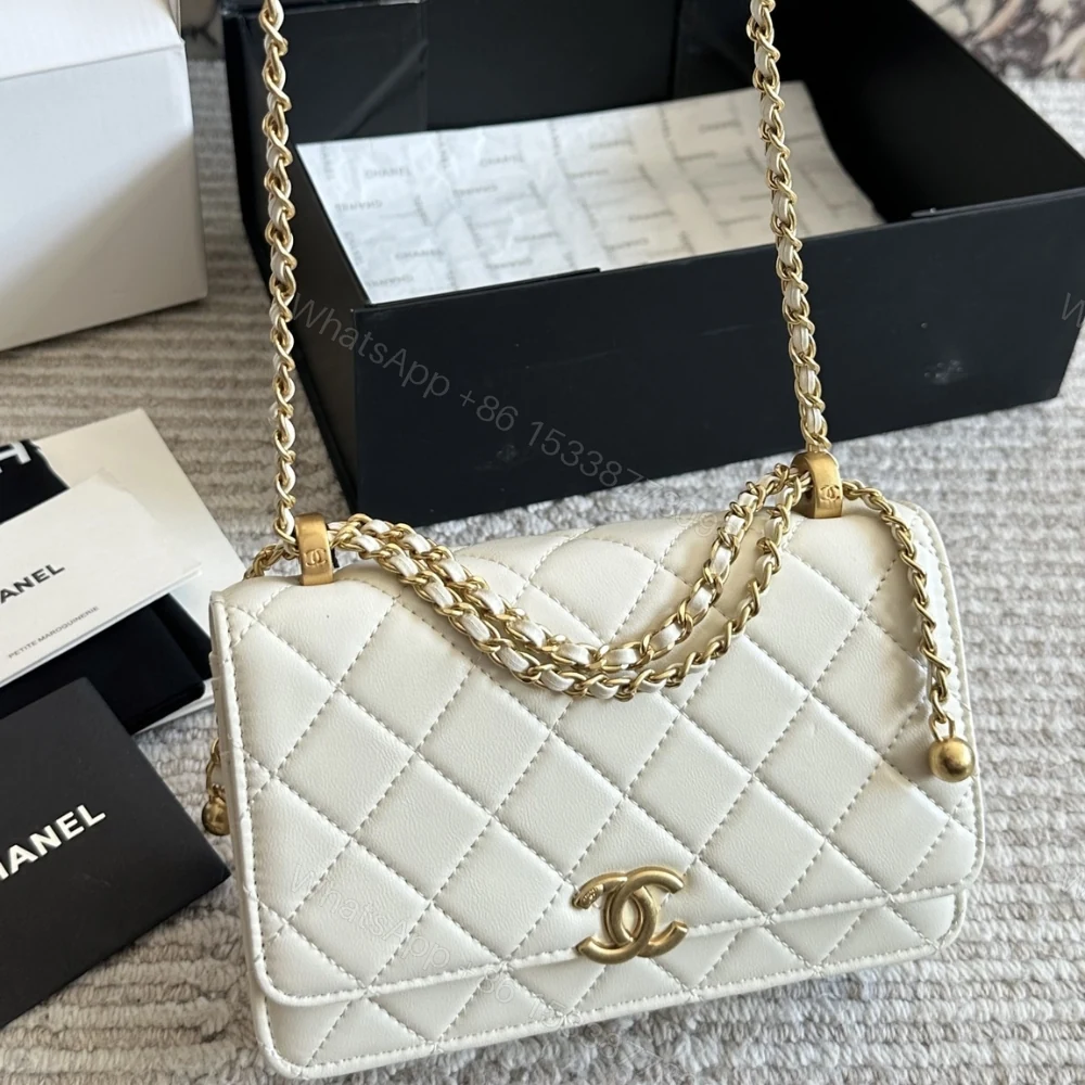 View 3 of Chanel Mini Single Flap Bag Gold Hardware White 19Cm
