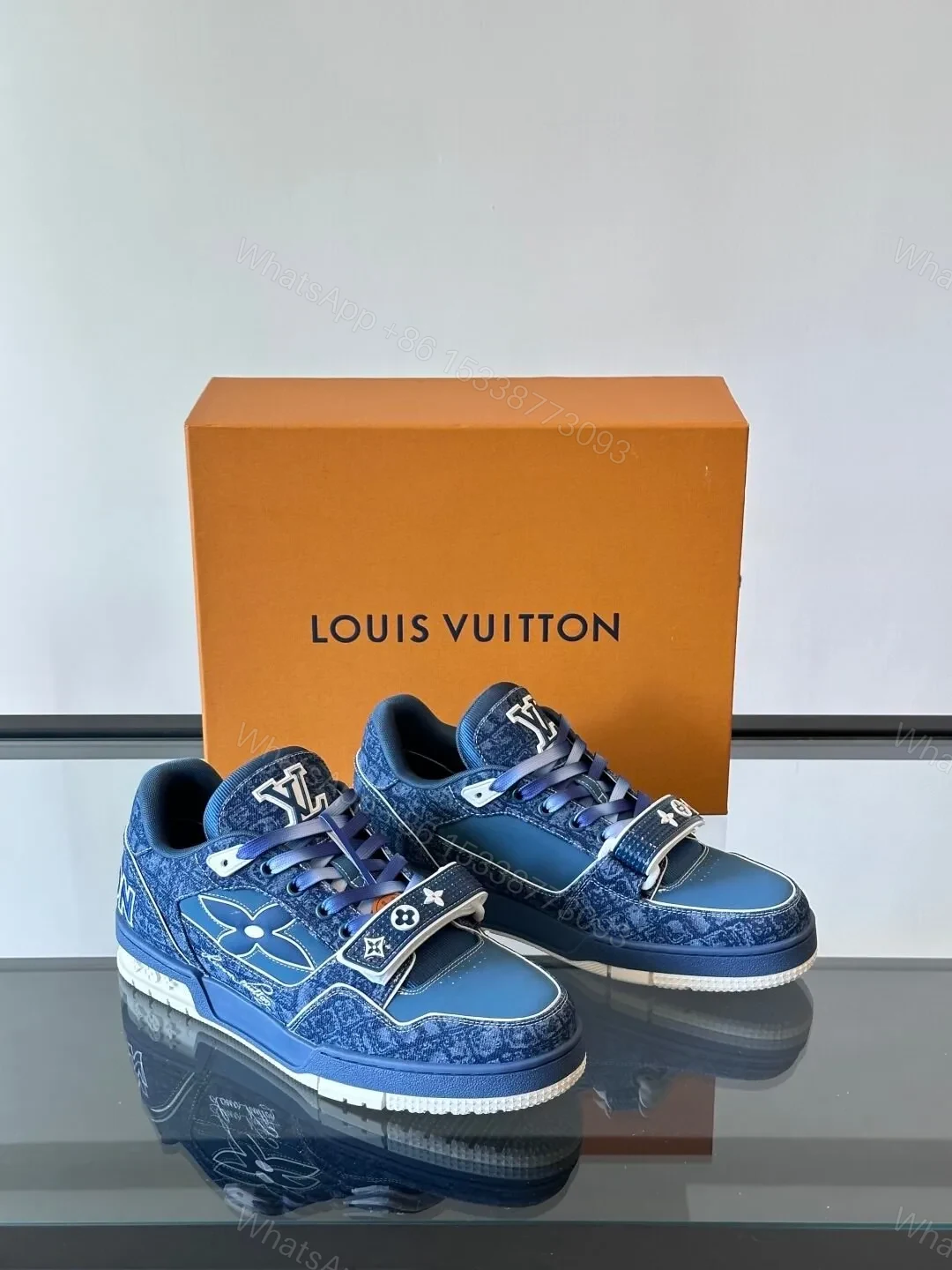View 5 of LV Men Navy Denim Sneakers