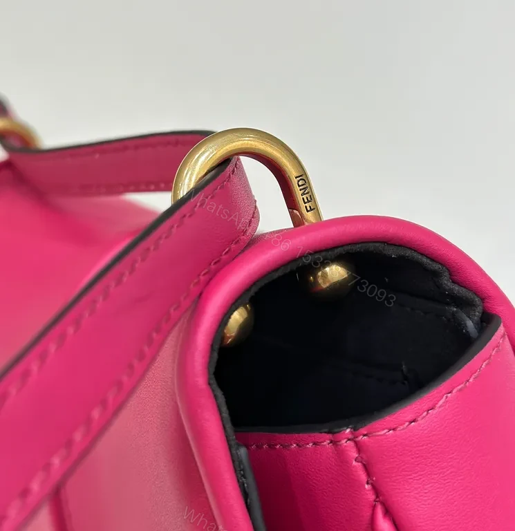 View 5 of Vivid Pink Crossbody Bag: Gold Accent, Luxe Leather, Compact
