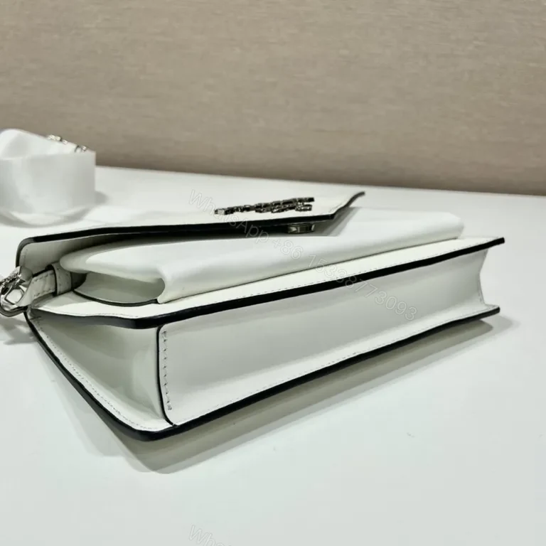 View 3 of White Prada Crossbody with Detachable Pouch - Luxe Saffiano Bag