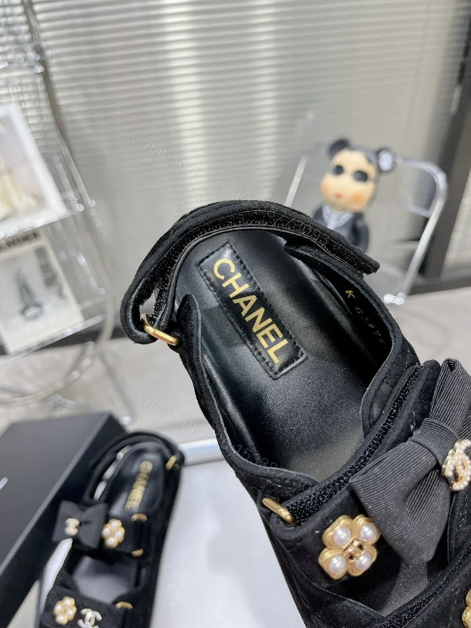 View 4 of Chic Pearl-Strap Sandals — Velvet Gloss, Iconic Style