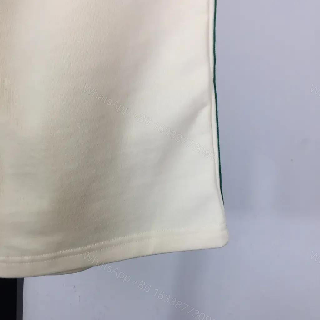 View 9 of Cream Cotton Shorts Elastic Waist Casual Drawstring Shorts