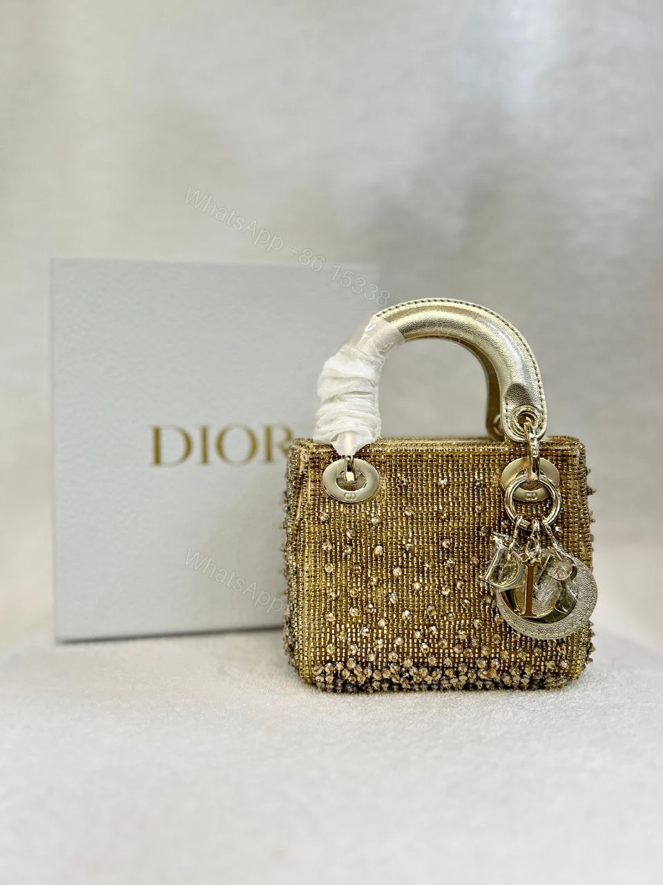 View 11 of CHRISTIAN DIOR Metallic Calfskin Crystal Mini Lady Dior