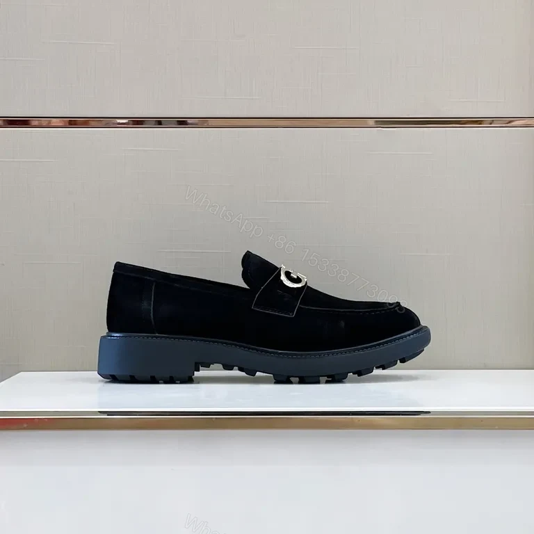 View 9 of Black Suede Loafer with Gancini Hardware â€“ Refined Everyday Style