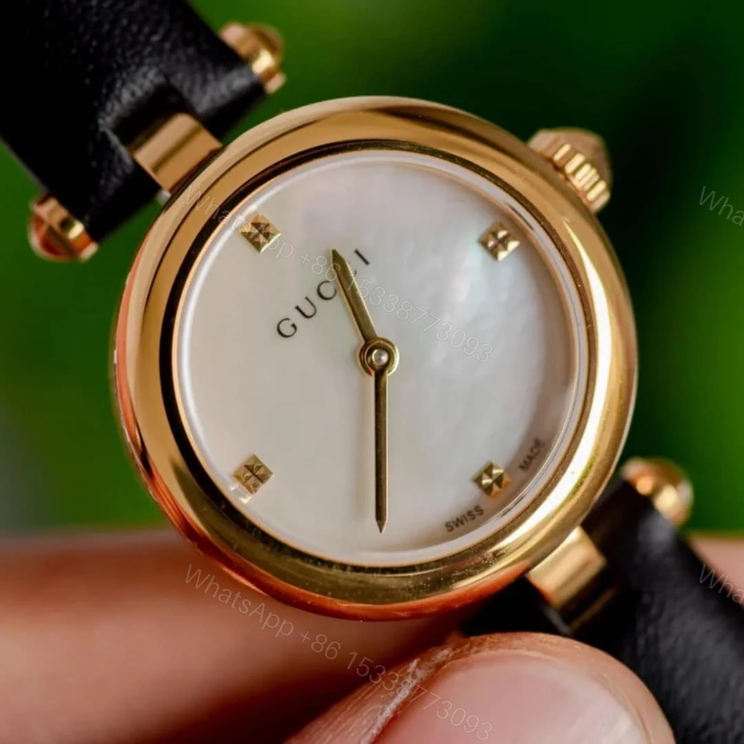 View 7 of Gucci Diamantissima Steel Watch With Black Leather Strap 27Mm Ya141505