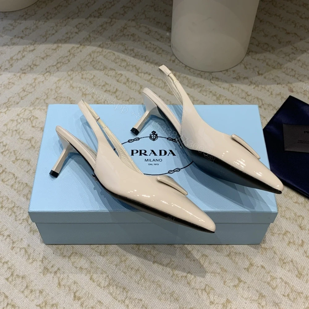 View 5 of 高仿Prada*1I901B露跟印花徽標高跟鞋7.5CM米色免檢版
