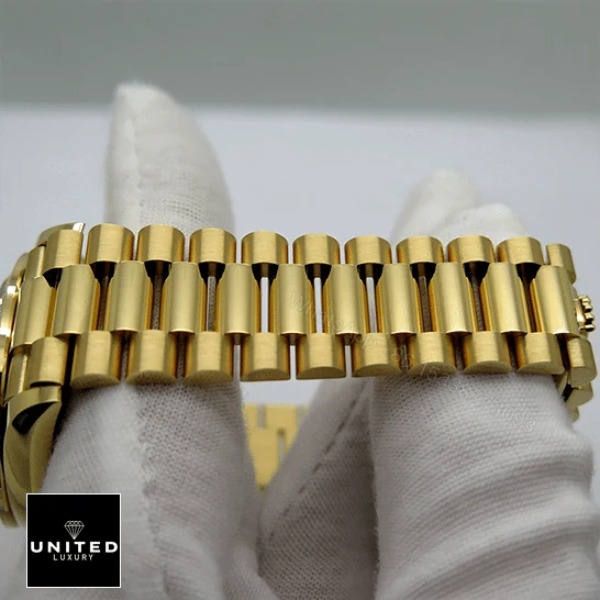 View 8 of Rolex Day-Date Yellow Gold With Pave Diamond Dial Sapphire 128348RBR-0030 Replica