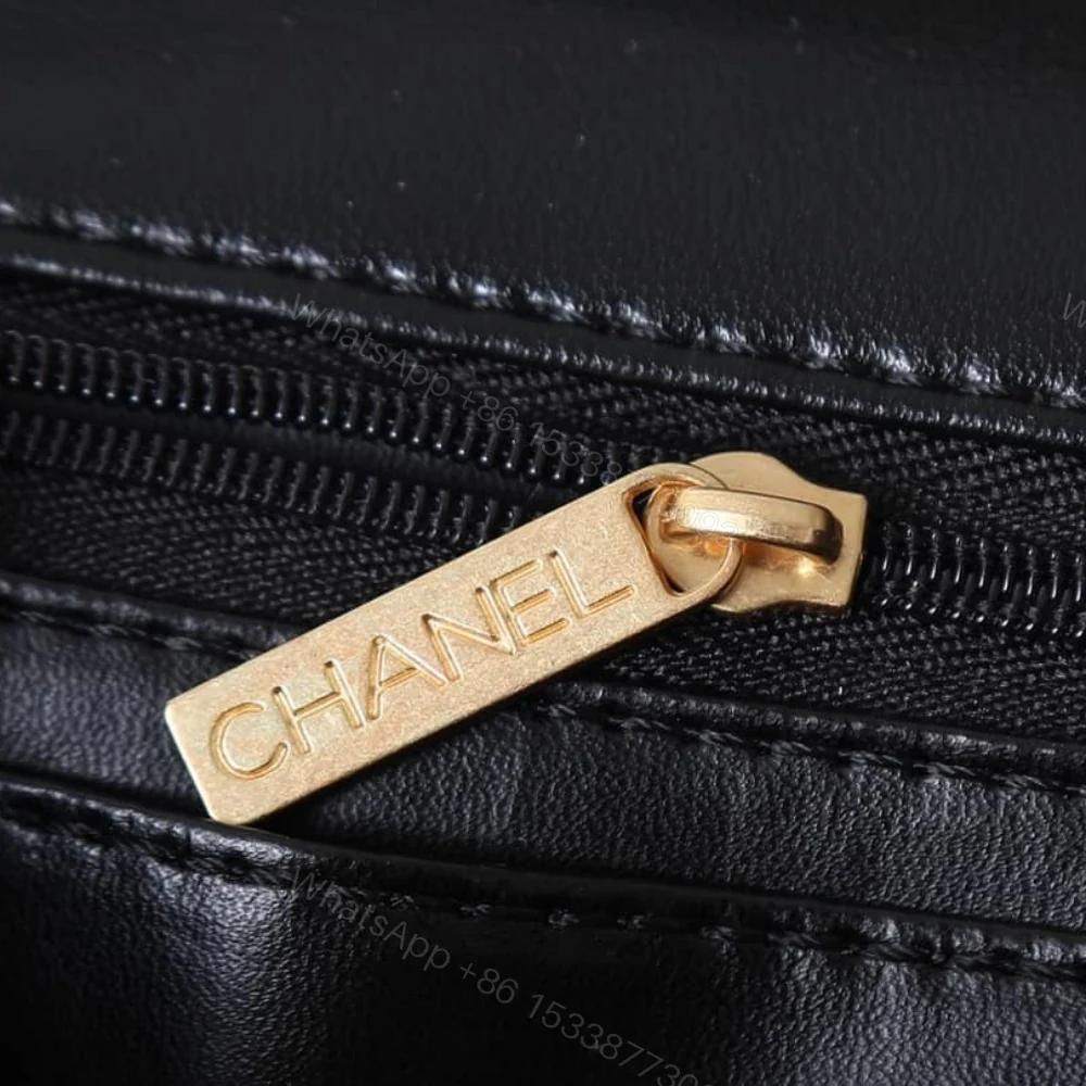 View 8 of Chanel Mini Flap Bag With Top Handle Velvet Silk And Gold Tone Metal Black 20Cm As5875 B22481 94305