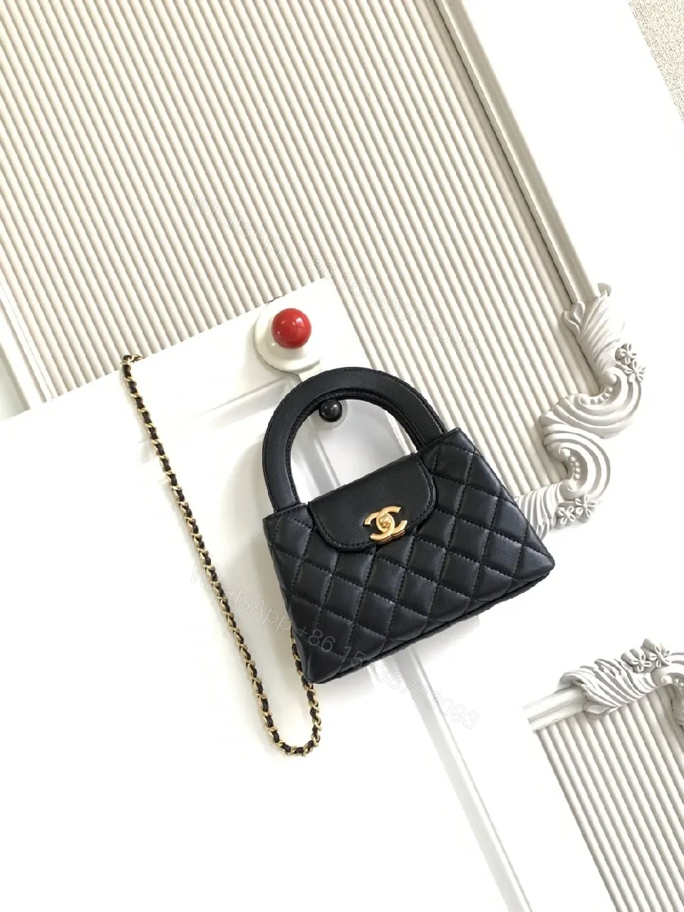 View 9 of Chic Velvet Quilted Mini Bag with Gold Hardware