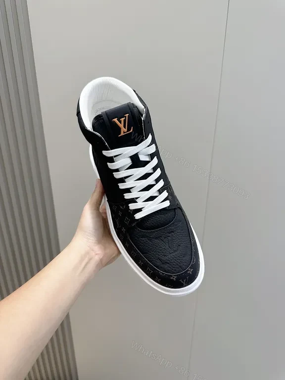 View 7 of Black Textured LV-Inspired High-Top Sneaker with Cushioned Comfort