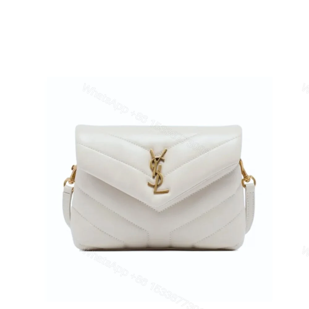 Saint Laurent Loulou Toy Strap Bag In Quilted Y White 20Cm — view 1