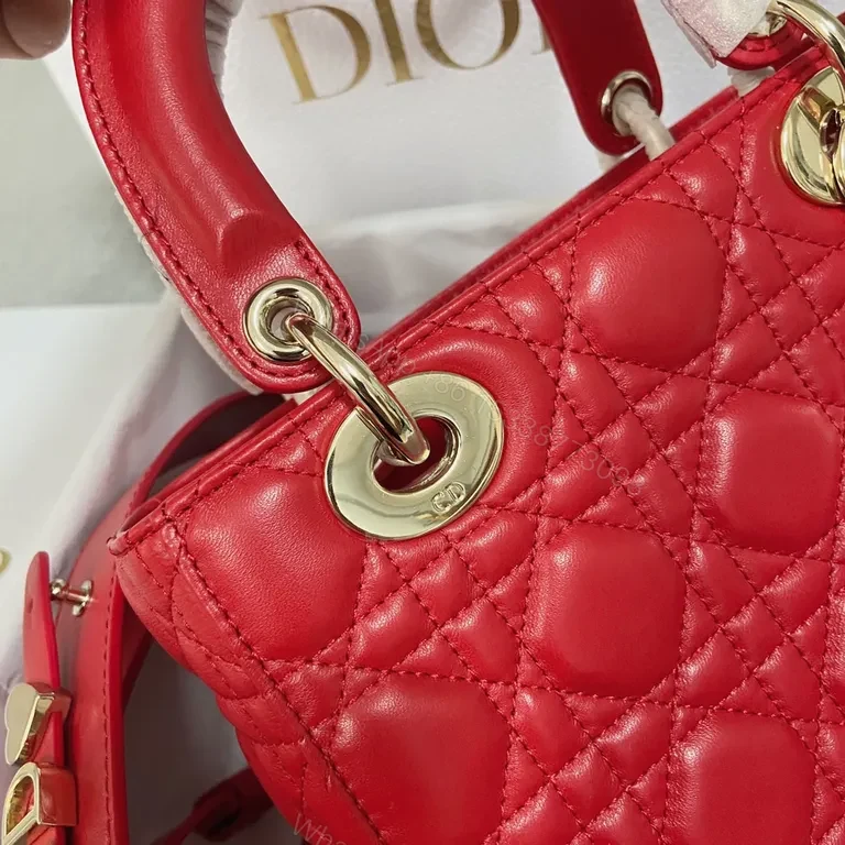 View 7 of Bold Red Satchel: Quilted Leather with Dior-Style Charms