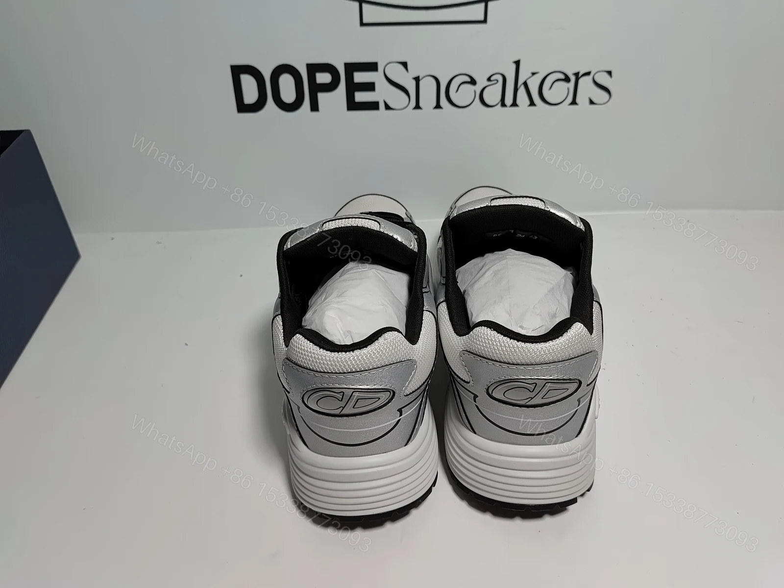 View 10 of Dior B30 White Mesh Silver-Tone Metallic Calfskin