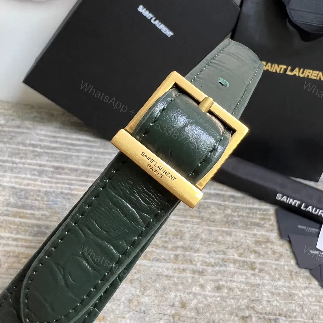View 3 of SAINT LAURENT Le 5 À 7 Green Crocodile-effect Leather Shoulder Bag In Dark Green