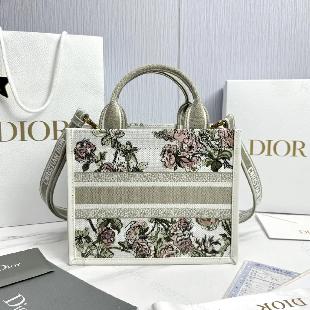 View 5 of Floral Canvas Tote with Sculpted Handles – Everyday Luxury Tote