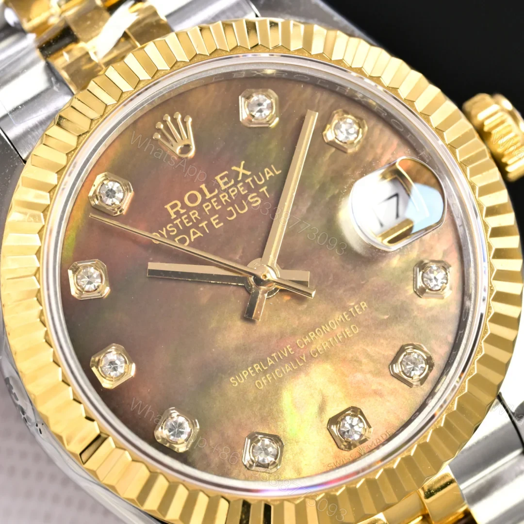 View 5 of Rolex Datejust 31 Stainless Steel Yellow Gold Fluted Black MOP Jubilee 278273-0024