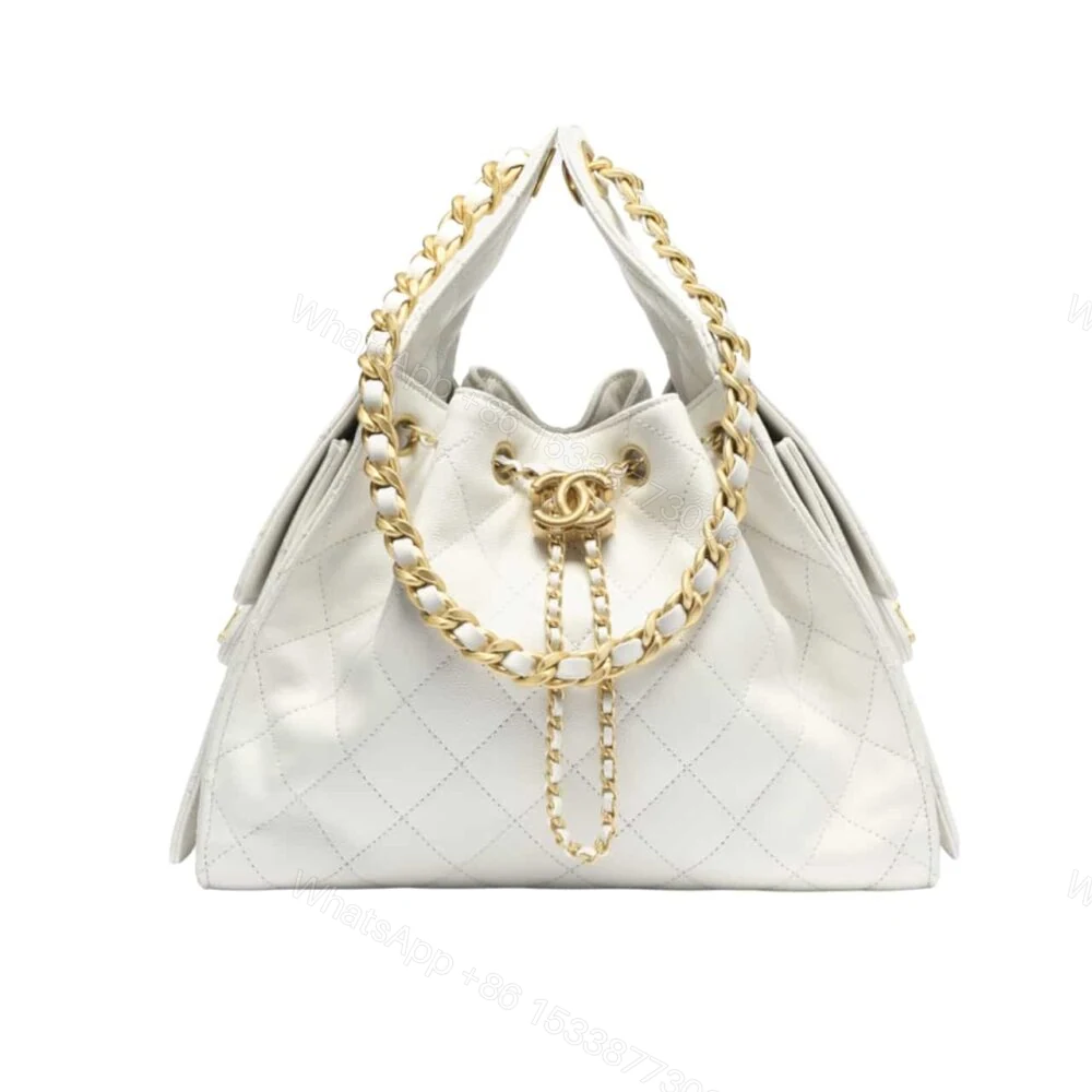 Chanel 25 Medium Handbag Grained And Gold Tone Metal White 34Cm AS5293 B20304 10601 — view 1