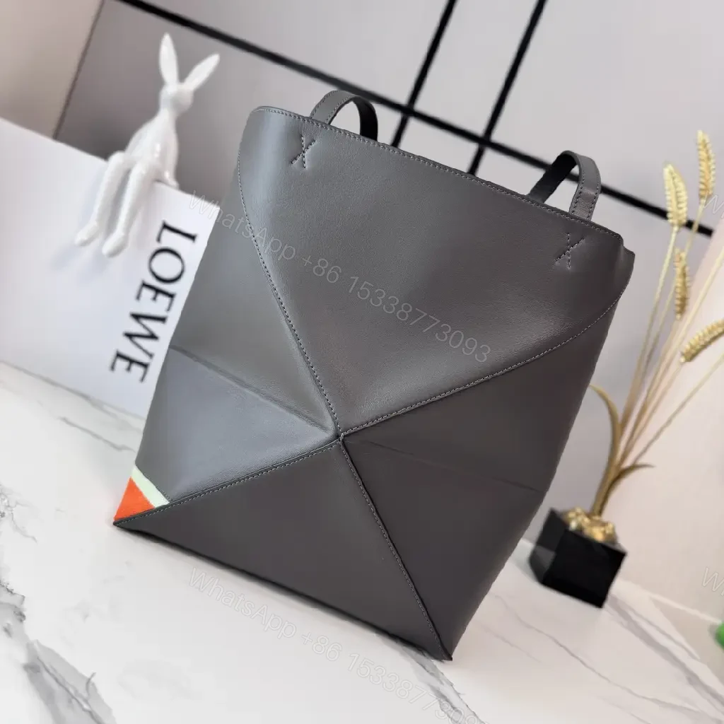 View 4 of Bold Geometry Fox Tote: Color-Block Faux Leather Carryall