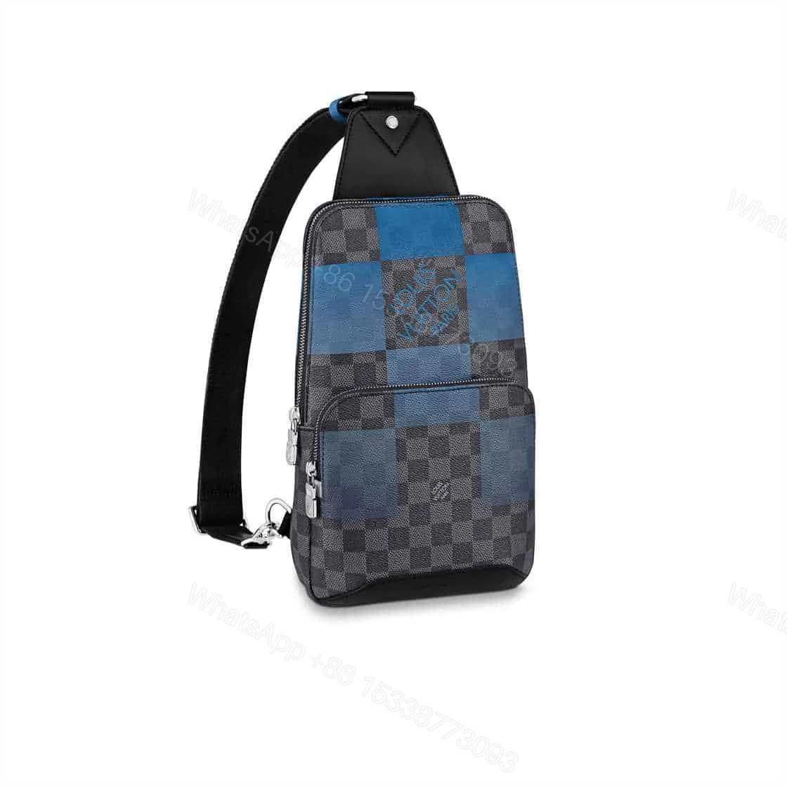 LOUIS VUITTON AVENUE SLING BAG BLUE DAMIER GRAPHITE GIANT CANVAS N40404 — view 1