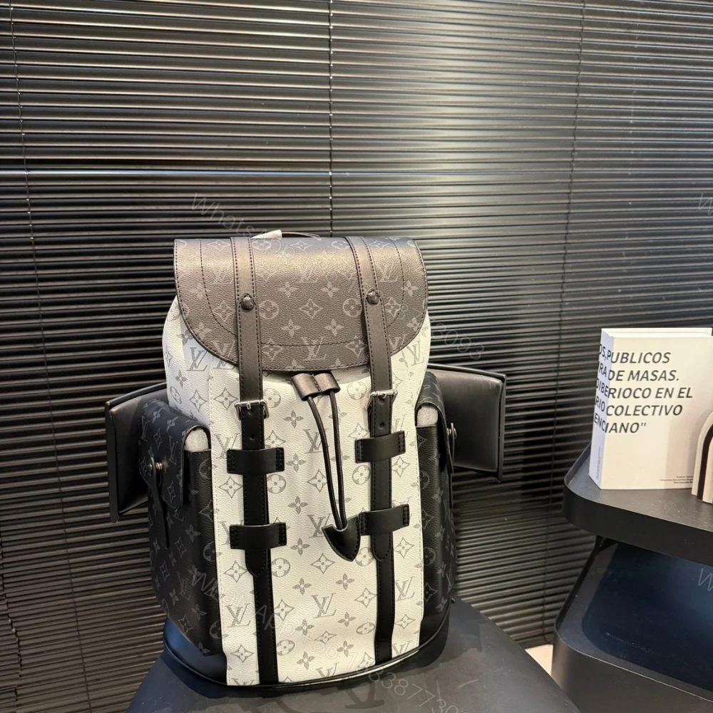 View 2 of Louis Vuitton Christopher PM Backpack Monogram Eclipse Black White 42Cm