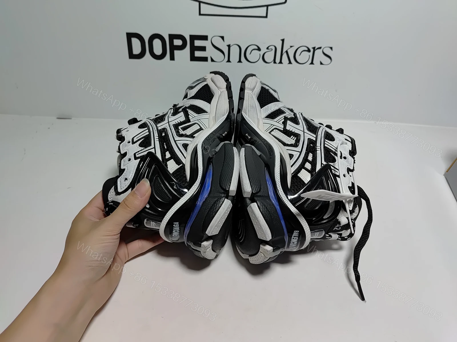 View 5 of Balenciaga RUNNER LED SNEAKER IN BLACK AND WHITE