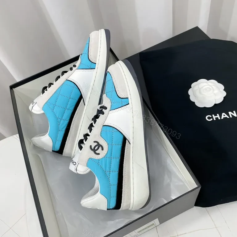 View 5 of Quilted Blue Chanel-Inspired Casual Luxury Sneakers