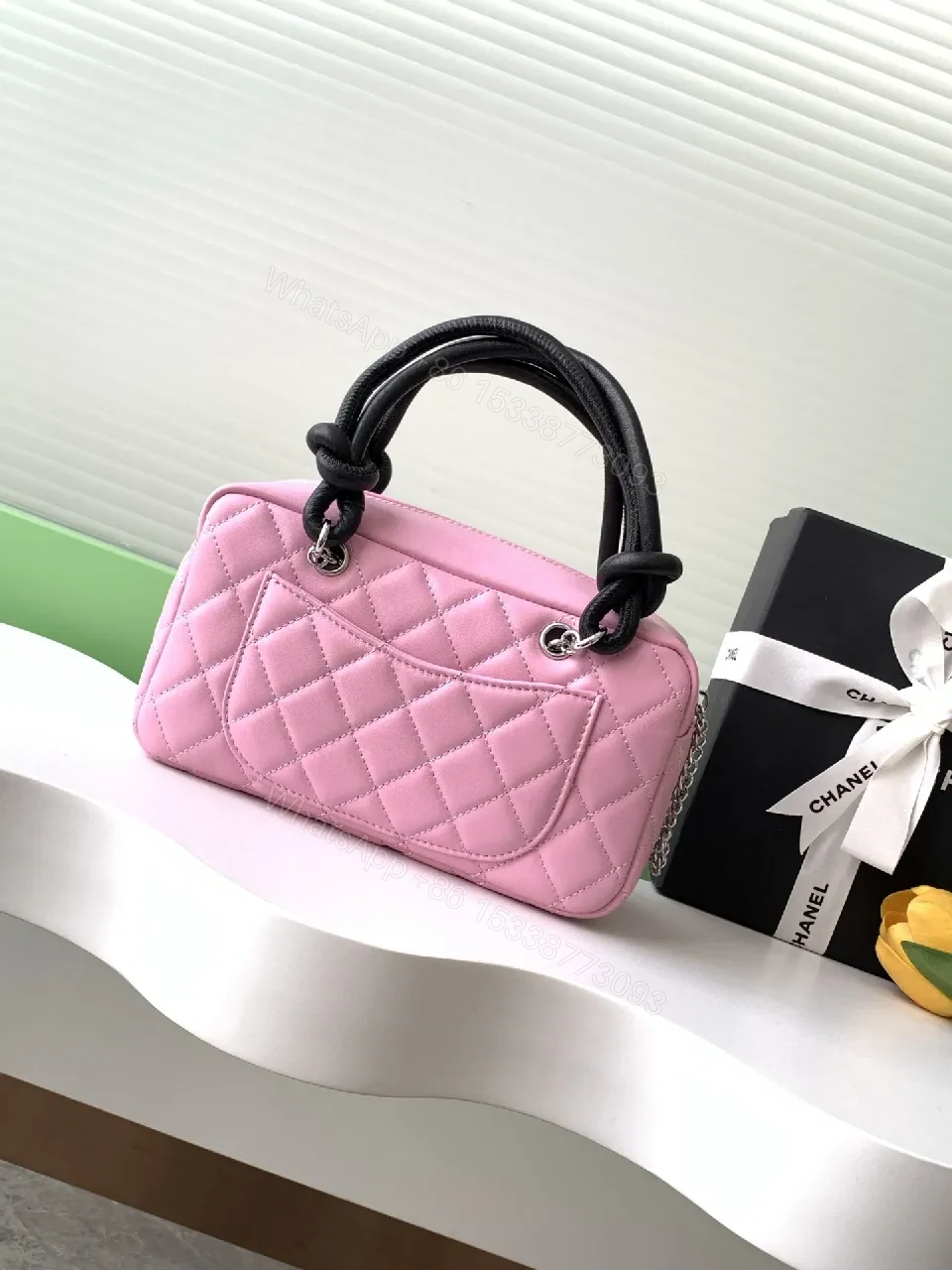 View 6 of Pink Quilted Handbag: Lux Metallic Detail, Compact Chic Bag