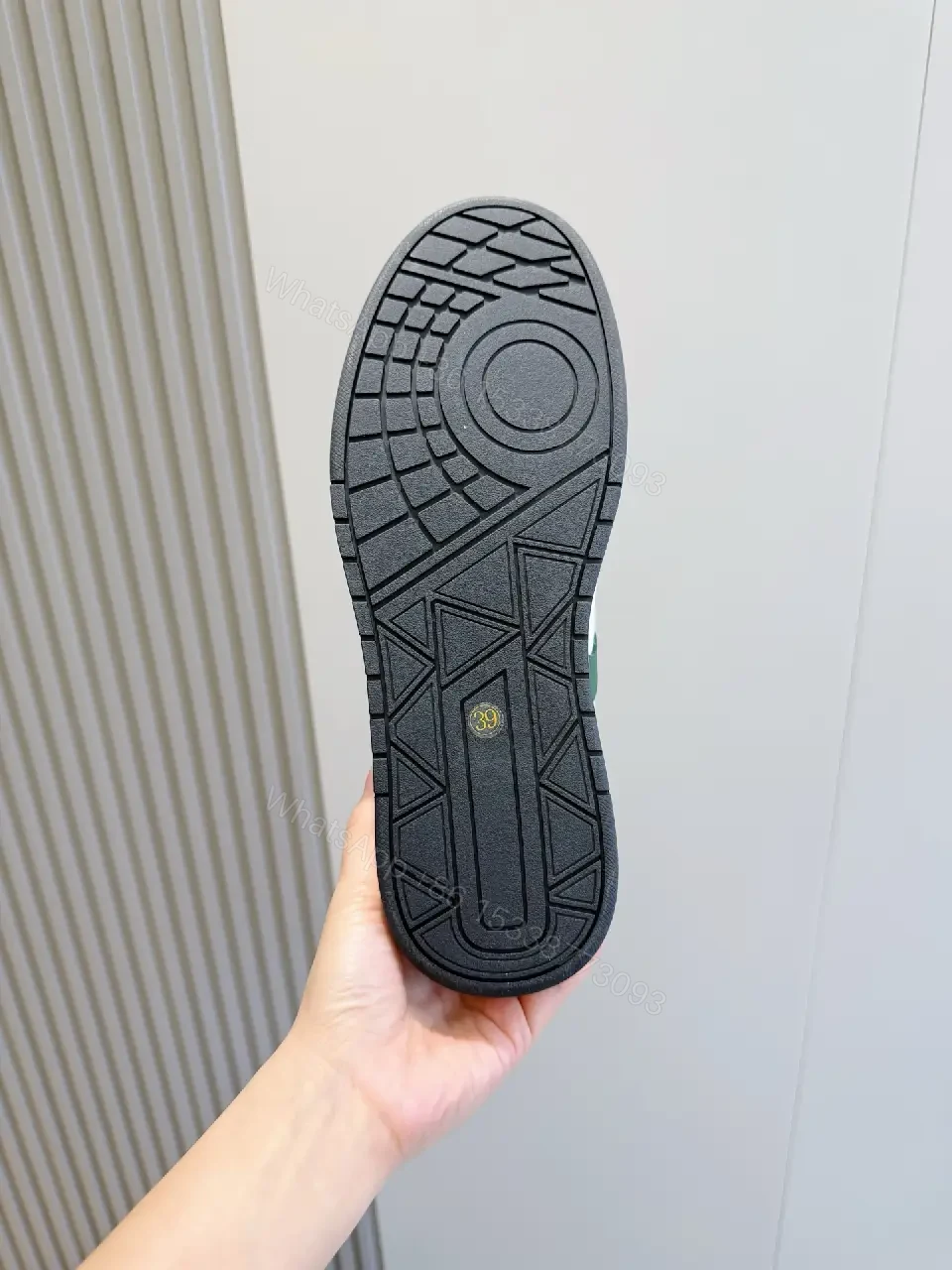 View 8 of Green Leather Runner Sneaker with White Laces Prada Style Sneakers