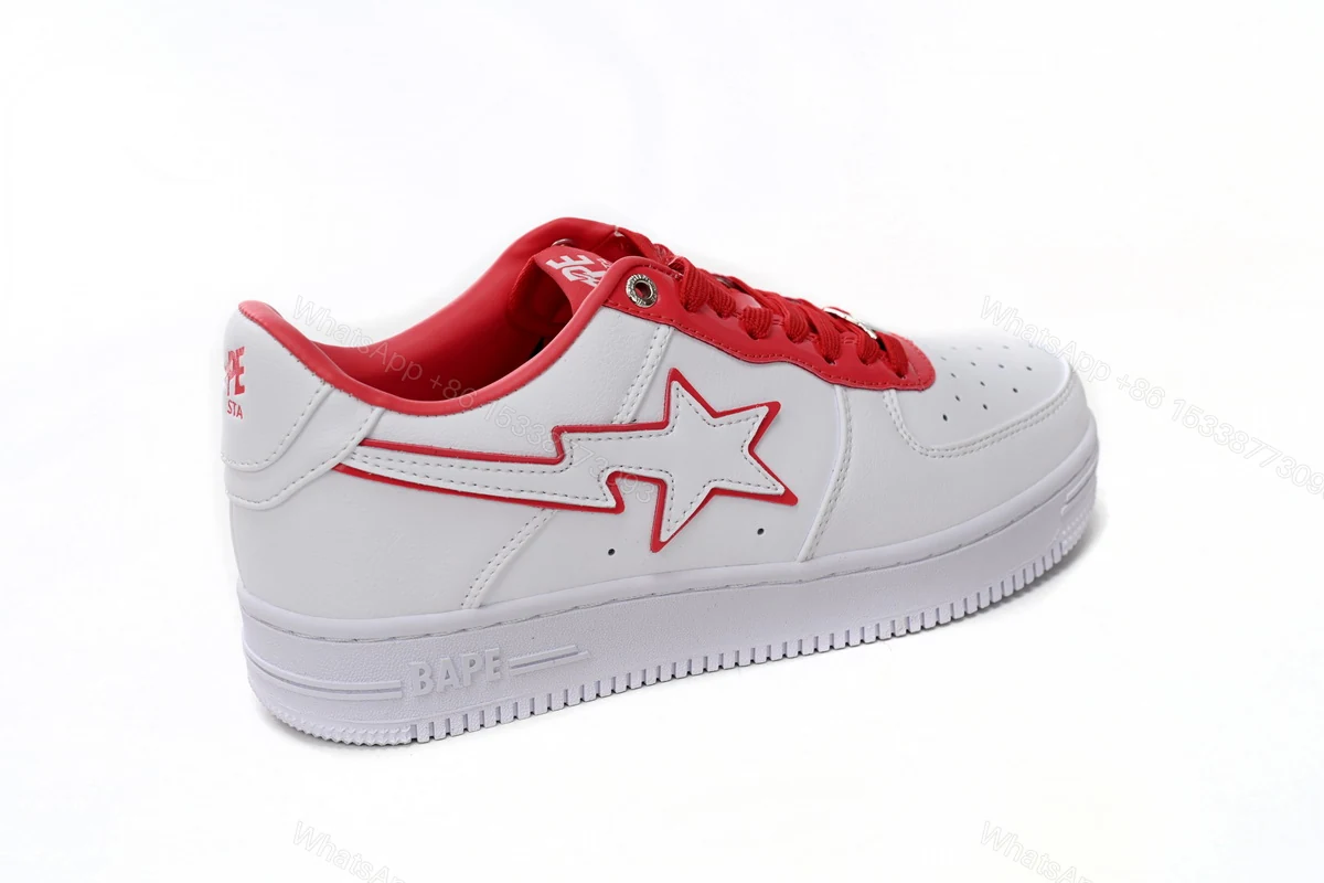 View 2 of Cheap Fake BapeSta Low White Red Border 1J30-291-017